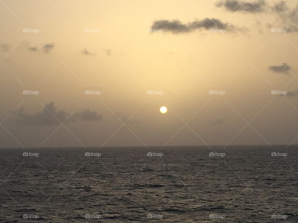 Beautiful sunset from a cruise ship 