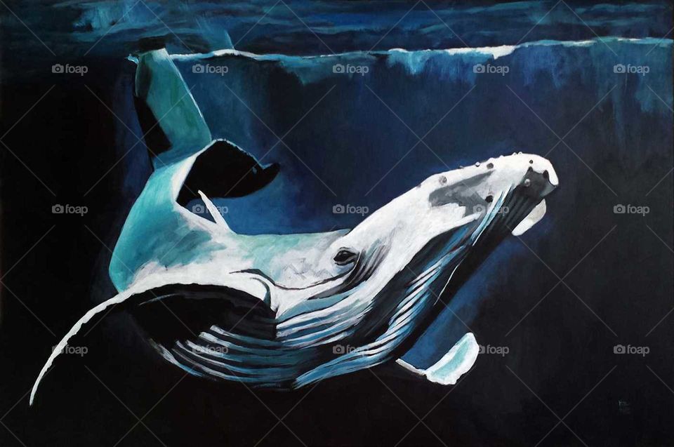 original painting of a whale