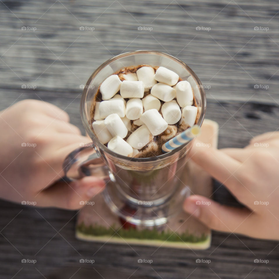 High angle view of marshmallow 