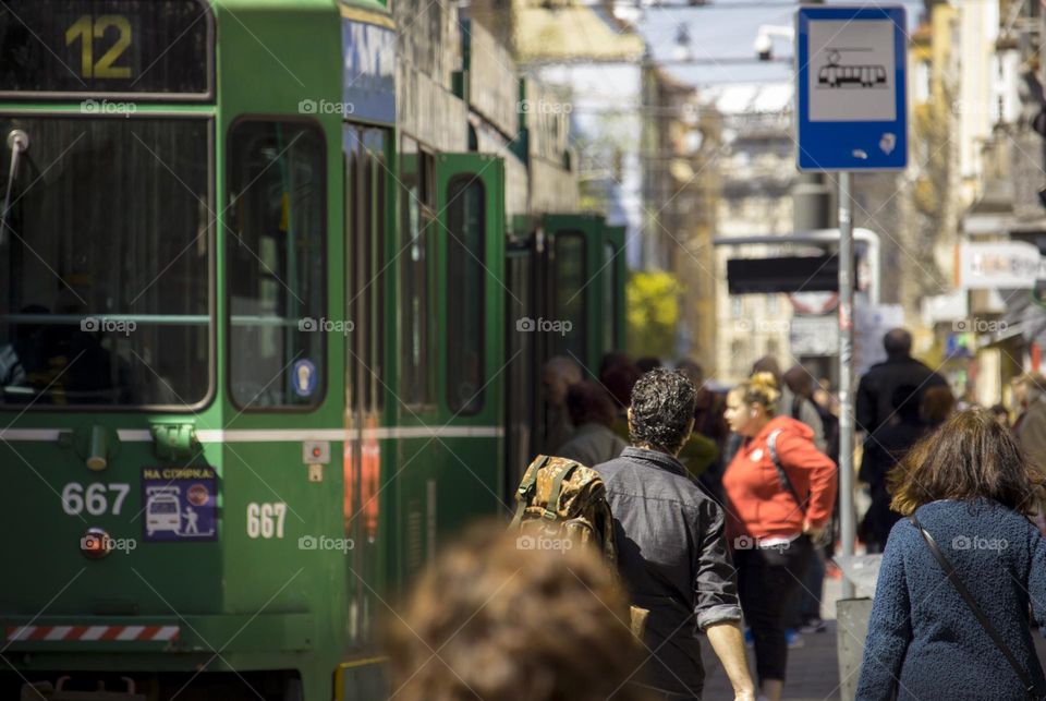 People at the street of Sofia city, Bulgaria