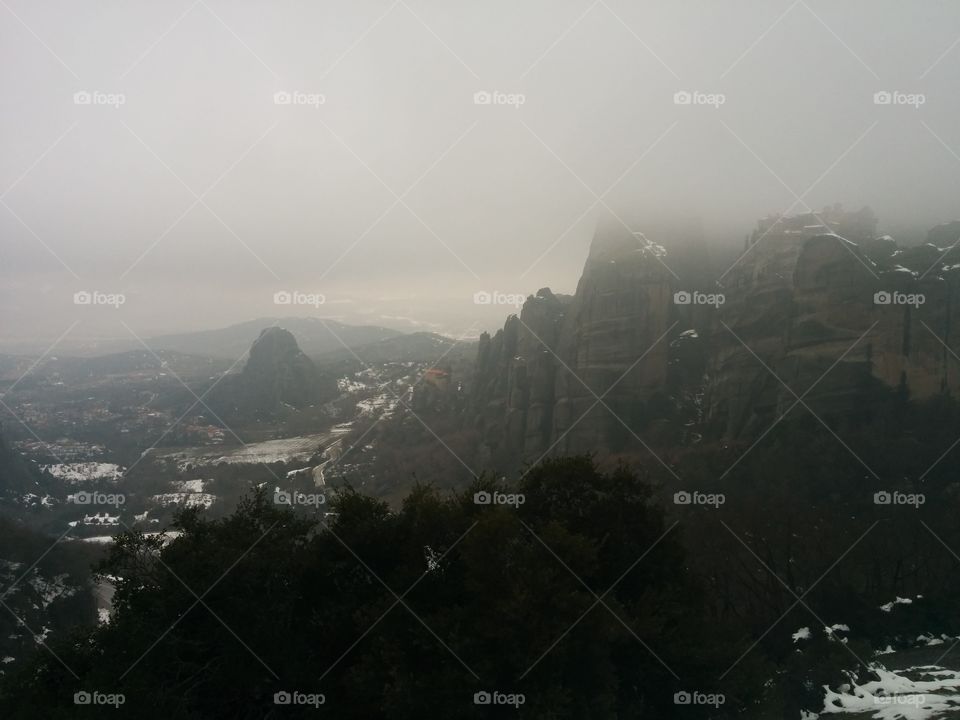 Fog, Landscape, Mountain, Mist, City