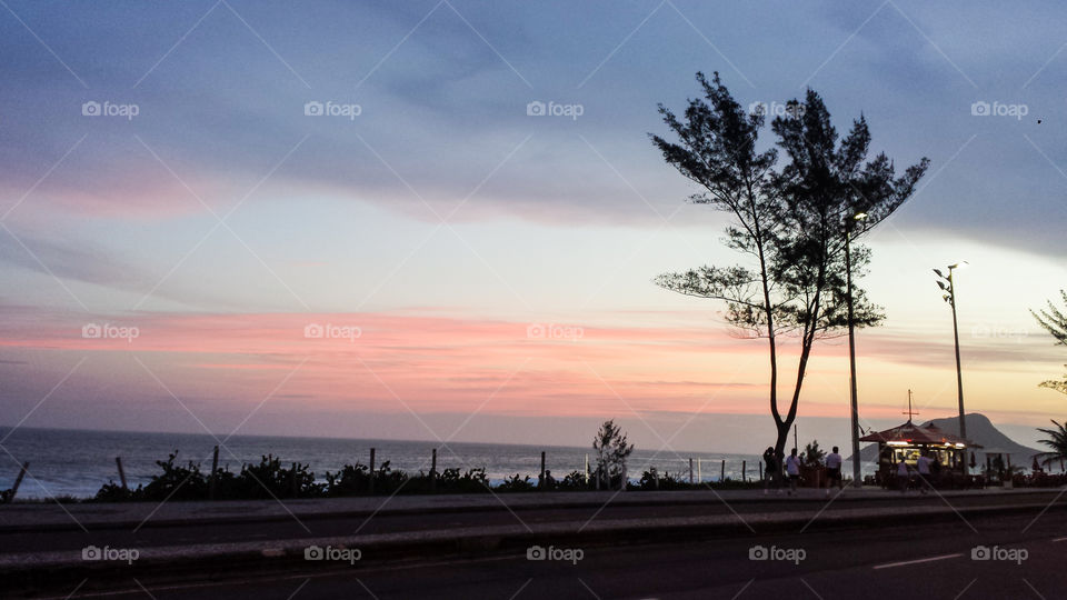 Natural Sunset Sunrise Over Ocean, Warm Colours