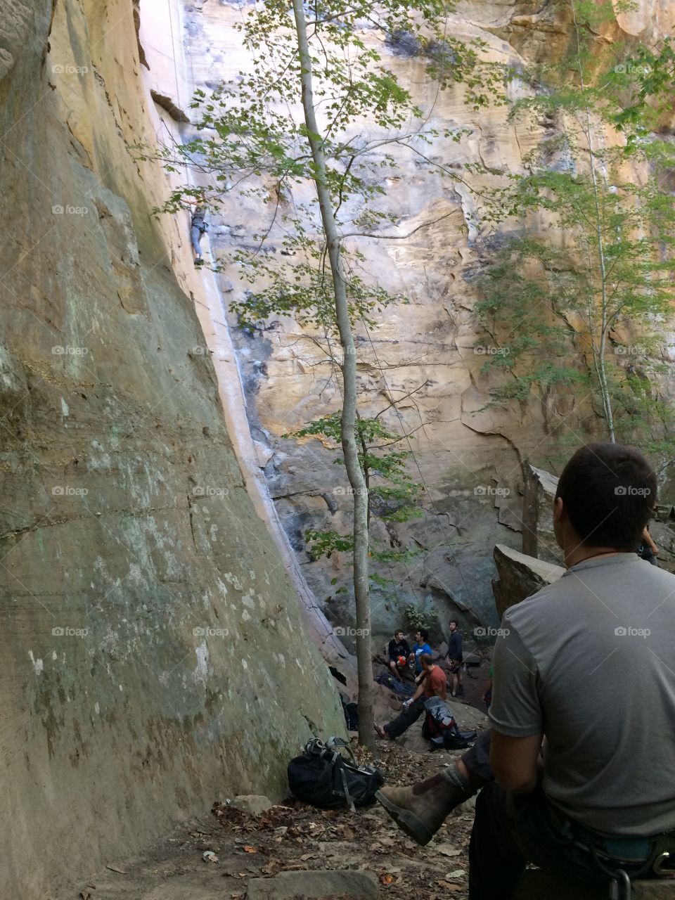 Relaxing between climbs at the Red River Gorge