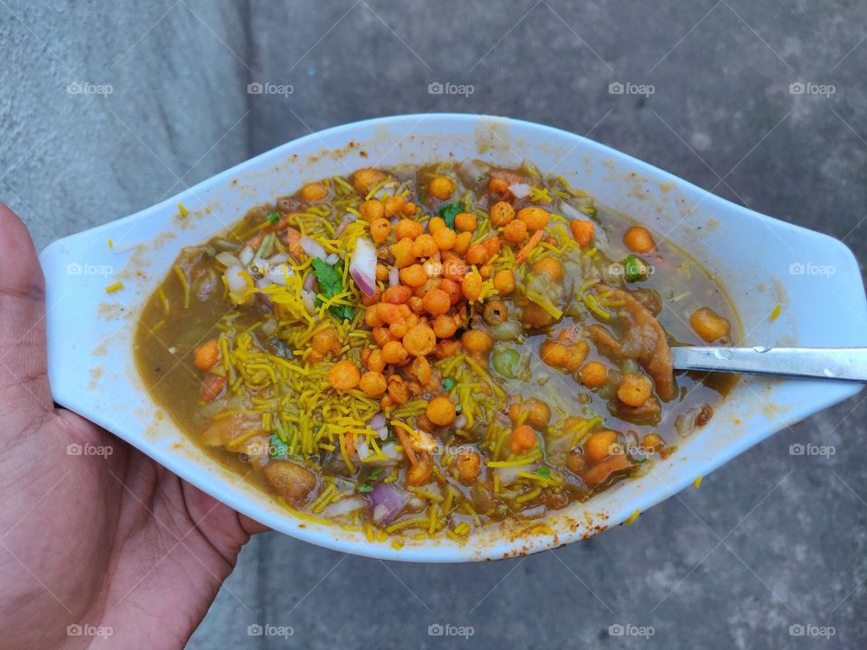 spicy , delicious and tangy ragda patis from the streets of Bangalore, India