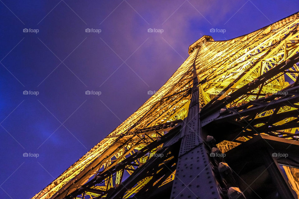The Eiffel Tower at night- unusual angle