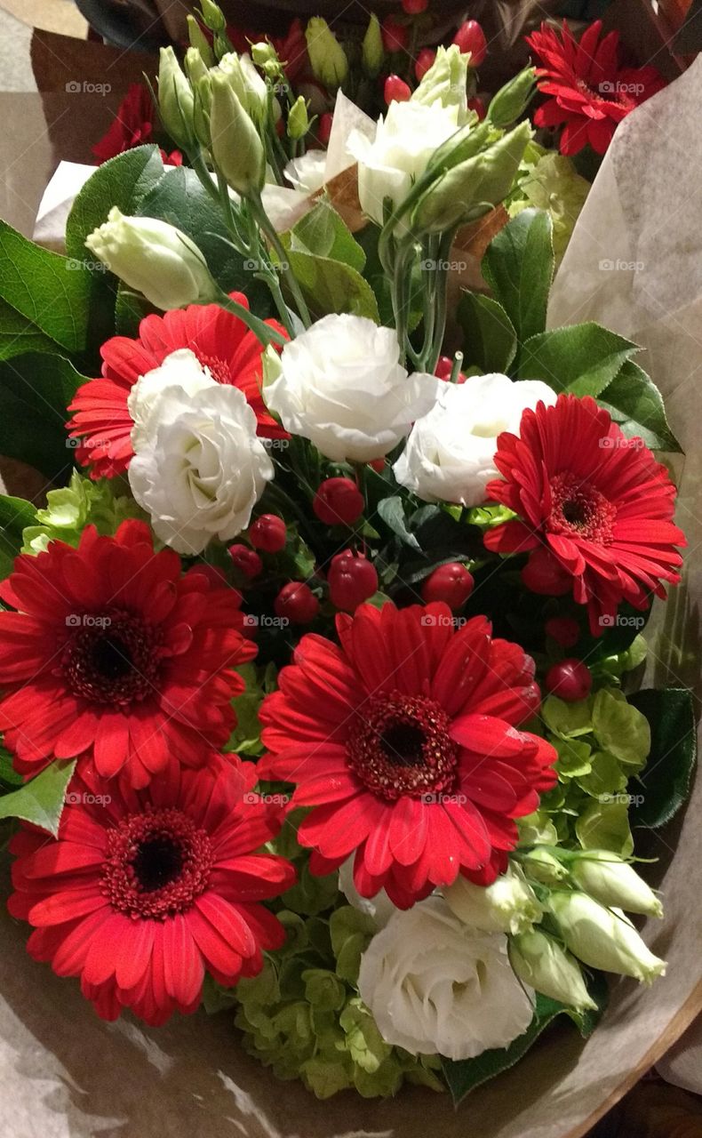 Red and White Floral Arrangement