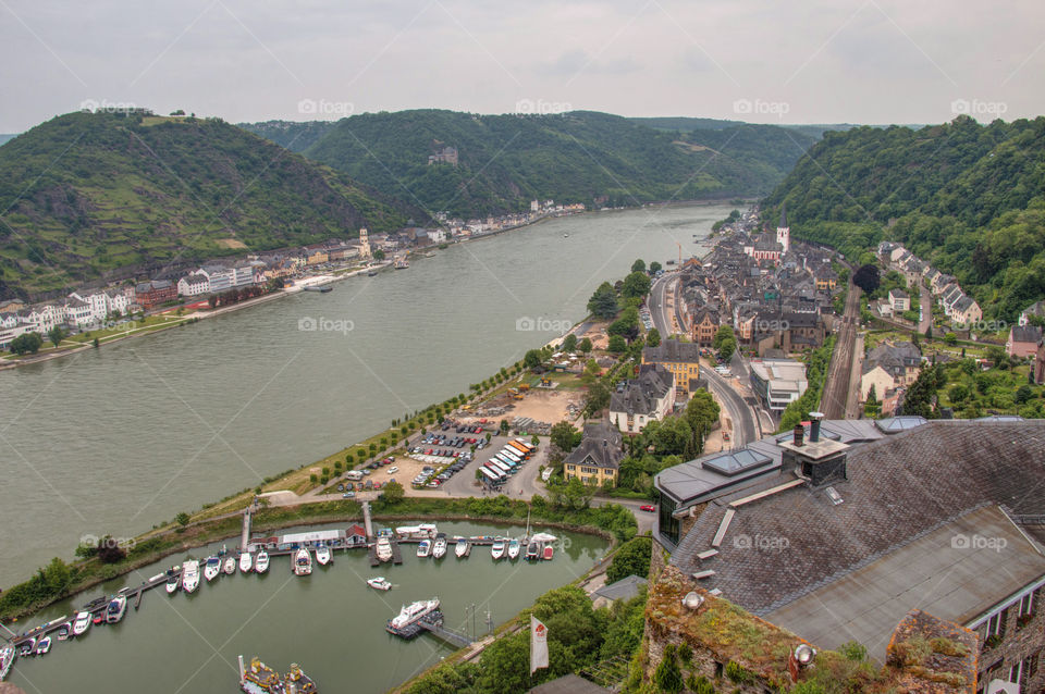 View of town in Rhine River