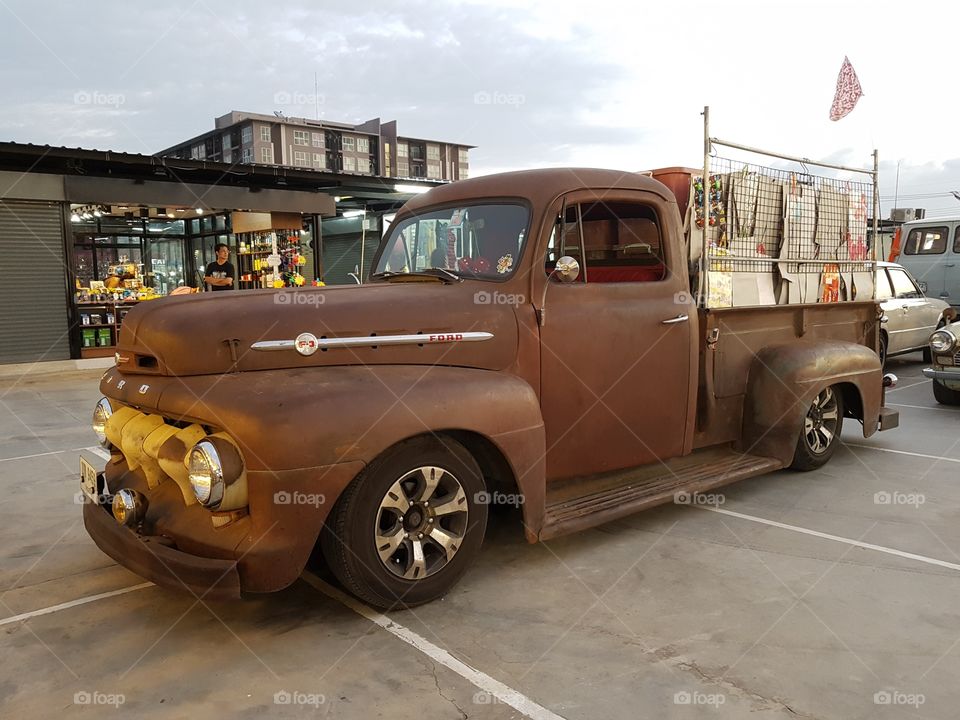 old rusty retro vintage Ford F1 1952 truck