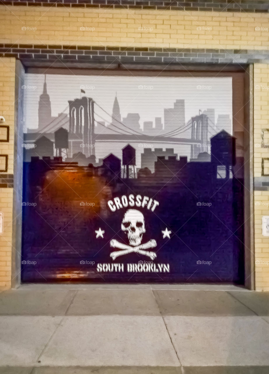 CrossFit . drawing on shop shutter of New York 