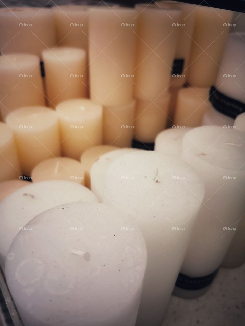 Candle white vanilla pic view table day part yellow form