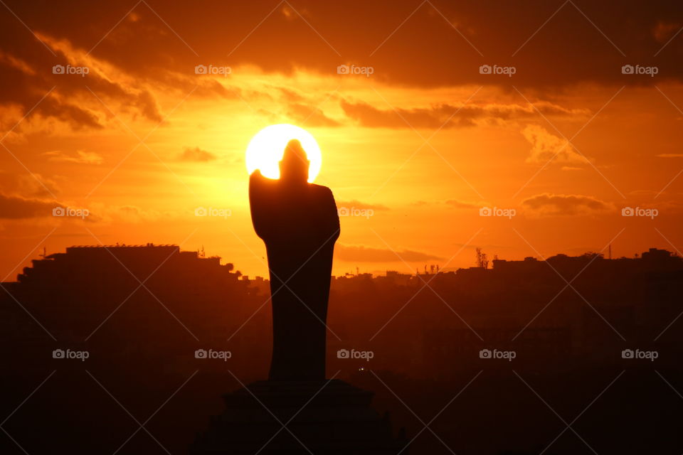 Beautiful Budha statue at sunset, Budha statue