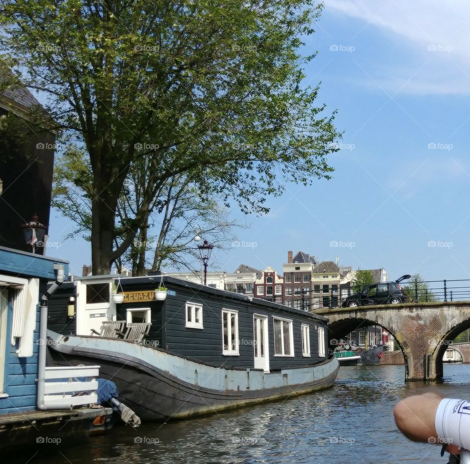 A view of Amsterdam from a boat tour.