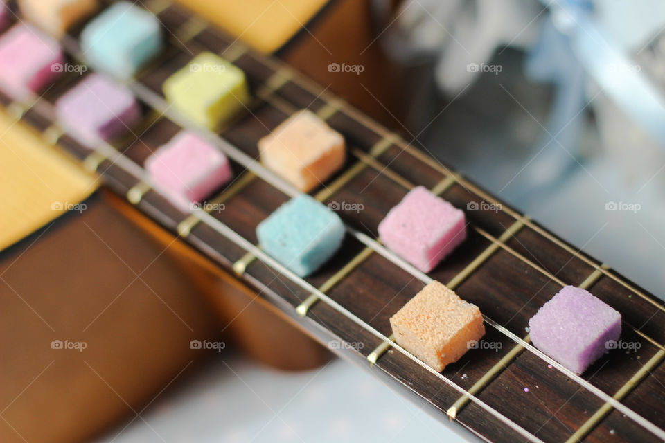 guitar sugar cubes colorful 