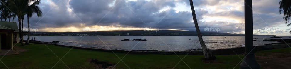 Hilo bay at sunset from coconut island