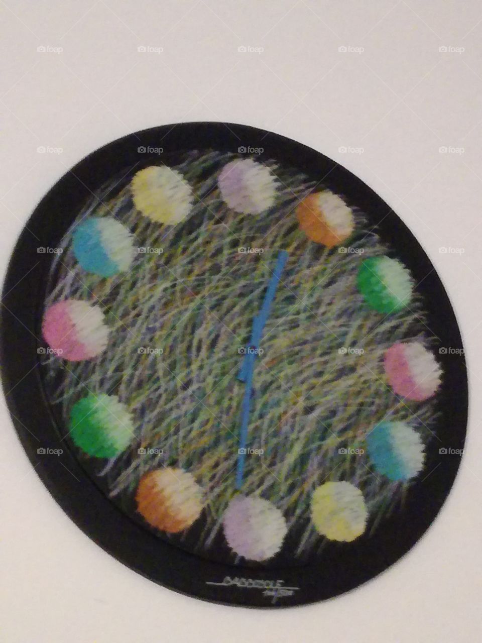 Wall clock. drawing with chalks