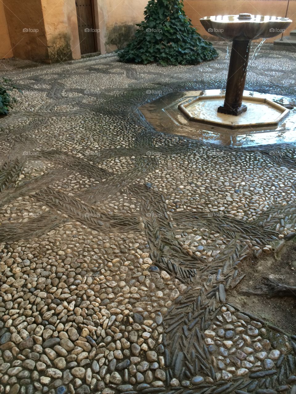 Rocks and stones design on the floor in Alhambra