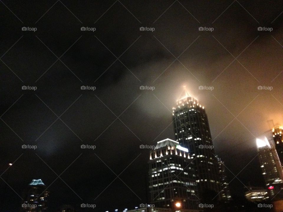 Welcome to the Atlanta skyline, covered in clouds. The darkness cannot overcome the light. 