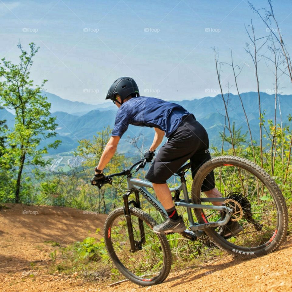 Cycling on the Mountain Side