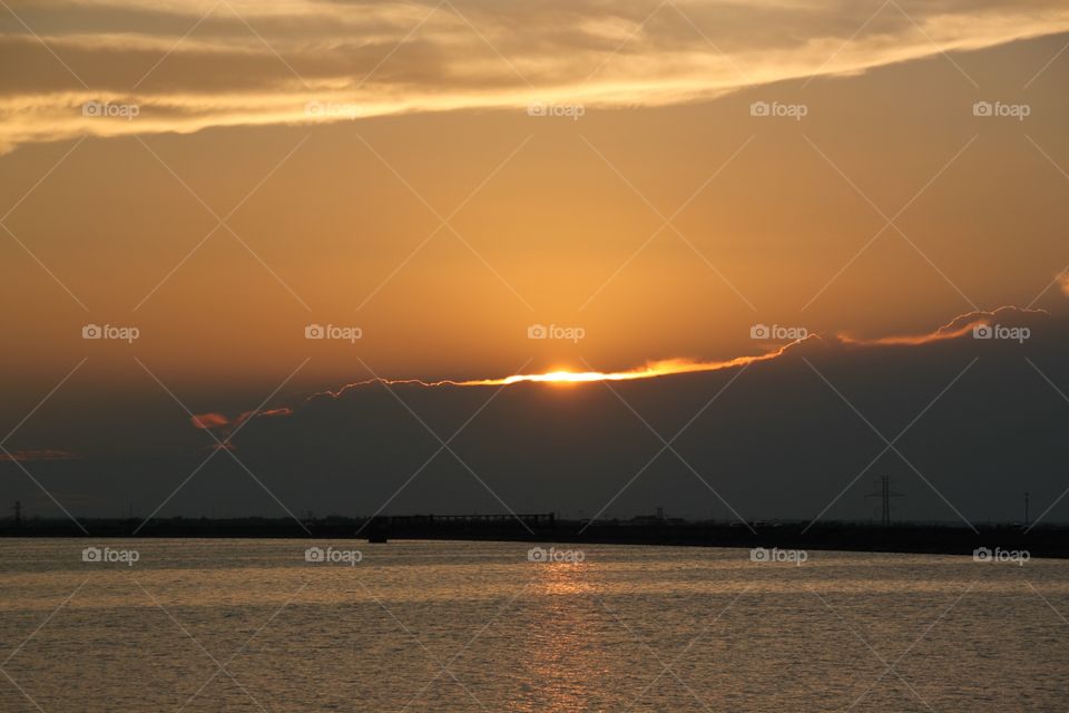 Calm lake during sunset