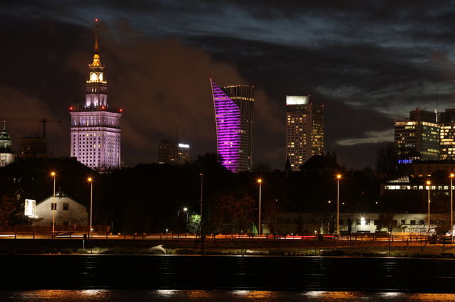 Warsaw skyline at dawn