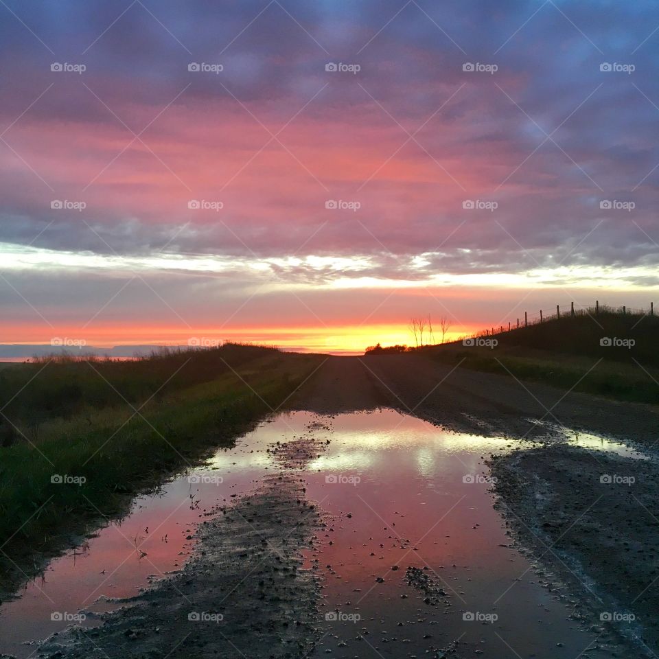 Backroad sunset reflections 