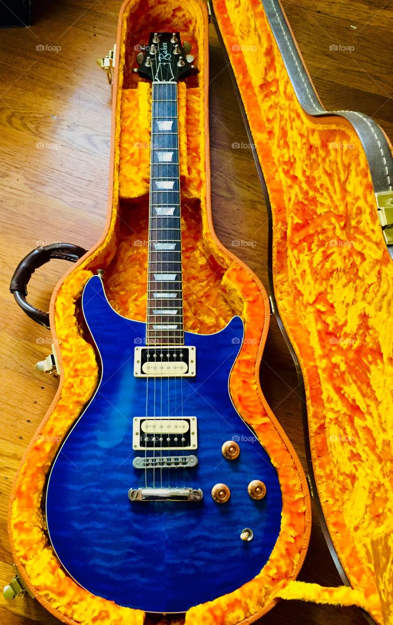 My beautiful,  blue Baker guitar that I don’t know how to play!