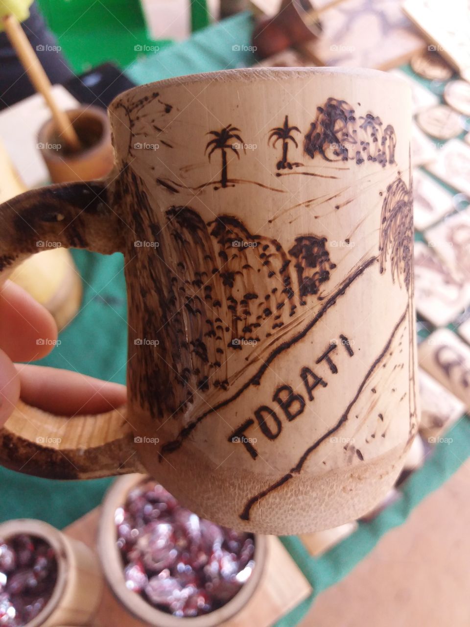 Bamboo cup designed by a paraguayan artisan in Tobati