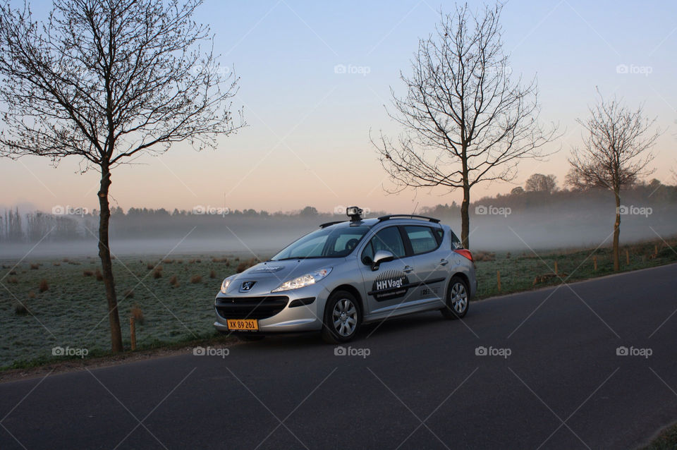 nature car morning tree by pellepelle