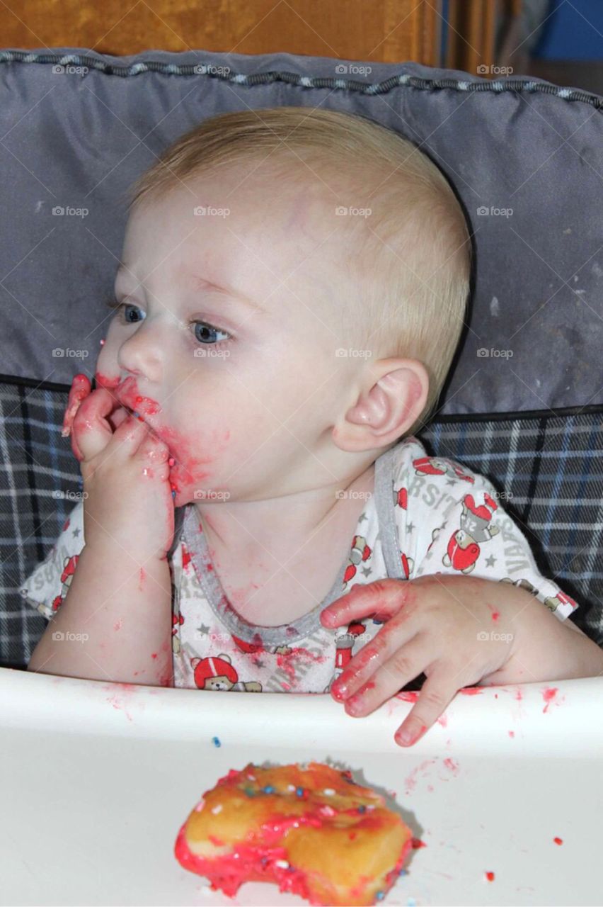 Close-up of a boy eating