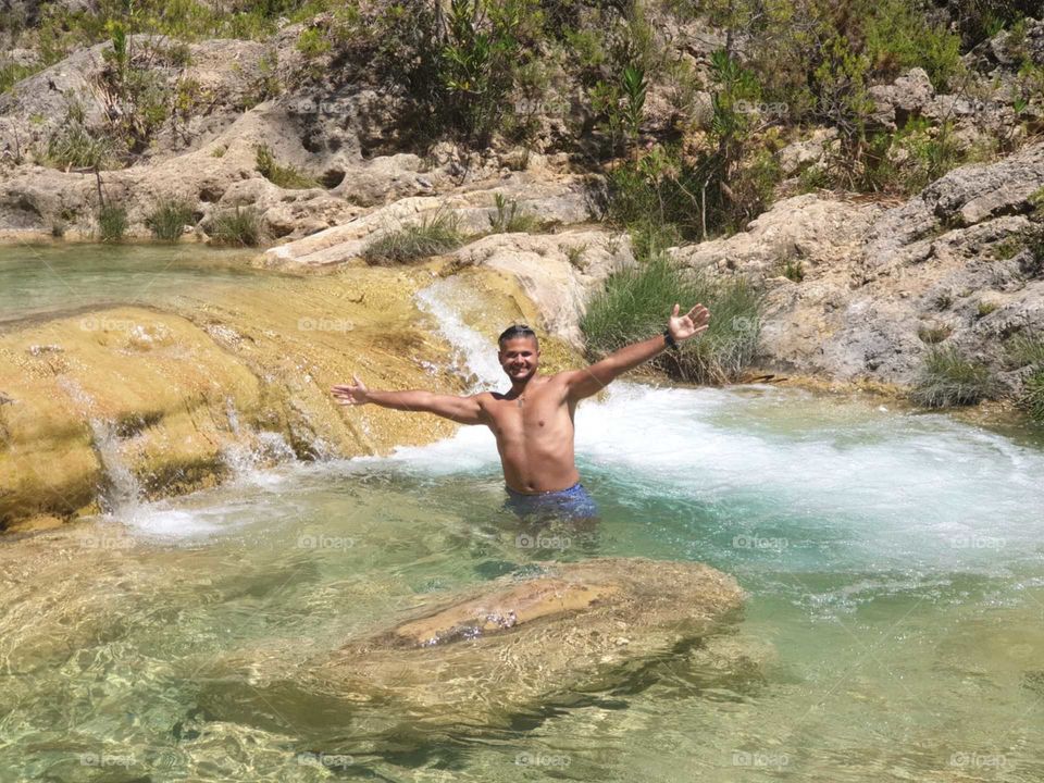 Waterfall#lake#nature#human#happy#enjoy#rock#summer