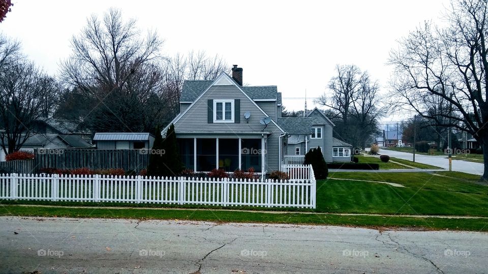 Small town awaiting first snow of the season.