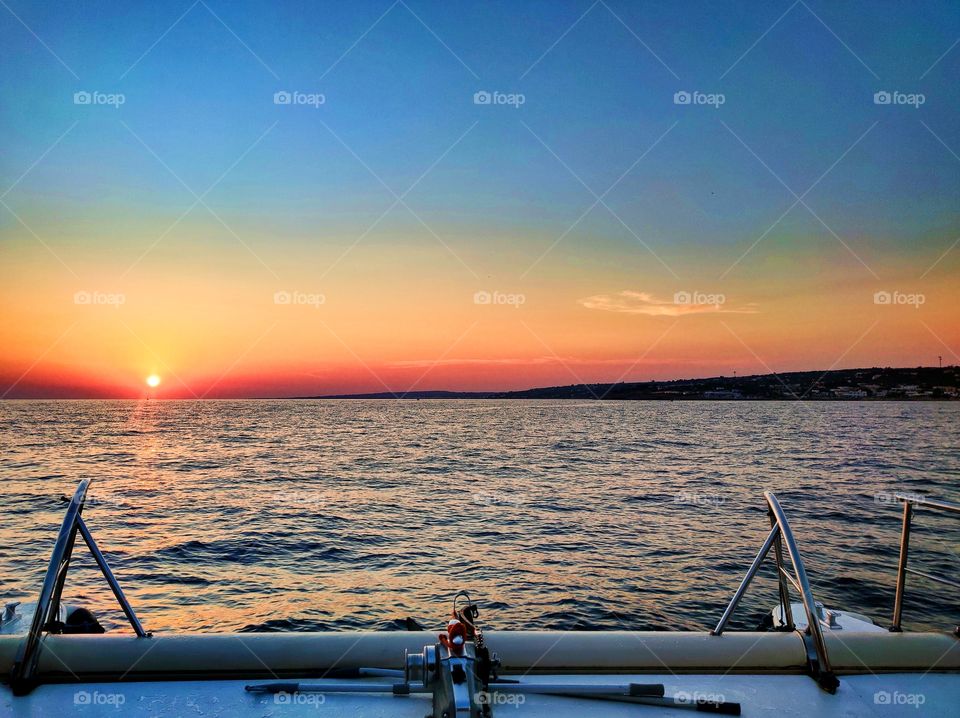 sunset on boat