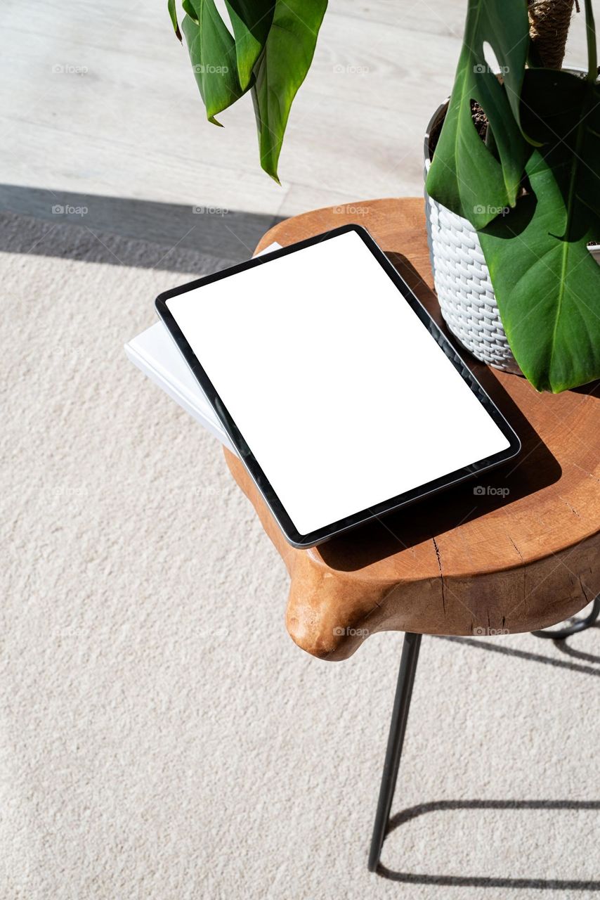 tablet on modern table