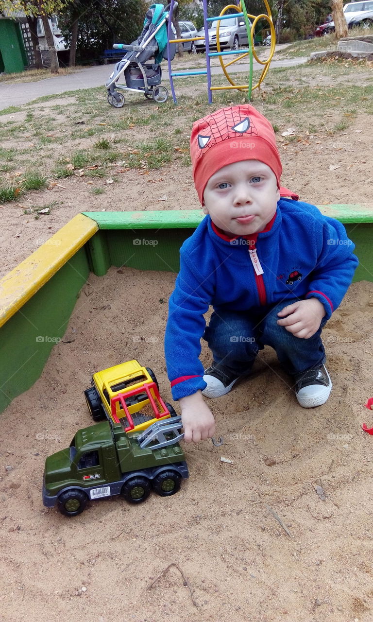 Boy and car