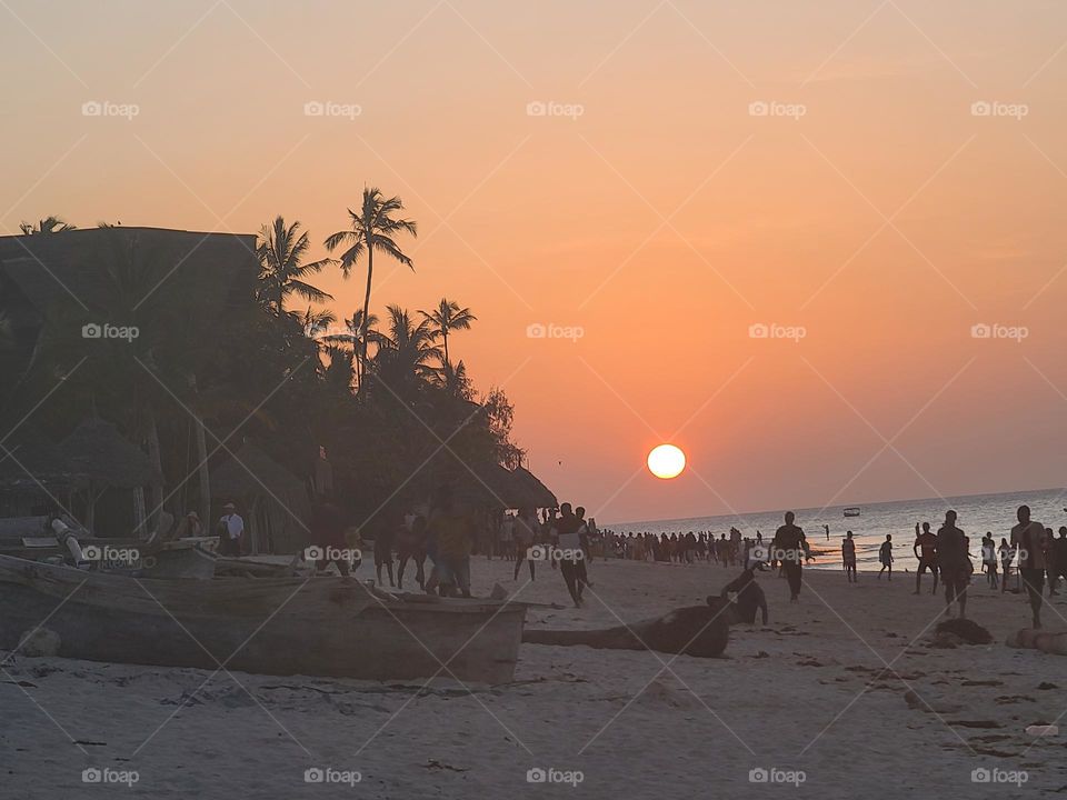 sunset at the beach of Zanzibar