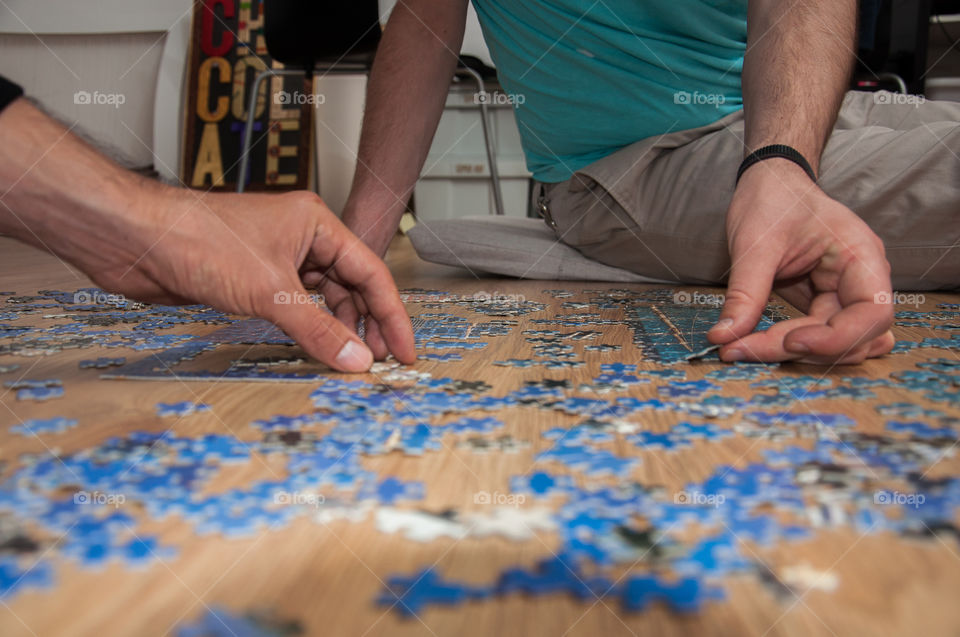 Working together on a puzzle