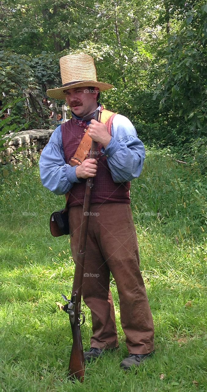 Shooting demonstration at a living museum, Old Sturbridge Village, Sturbridge, MA