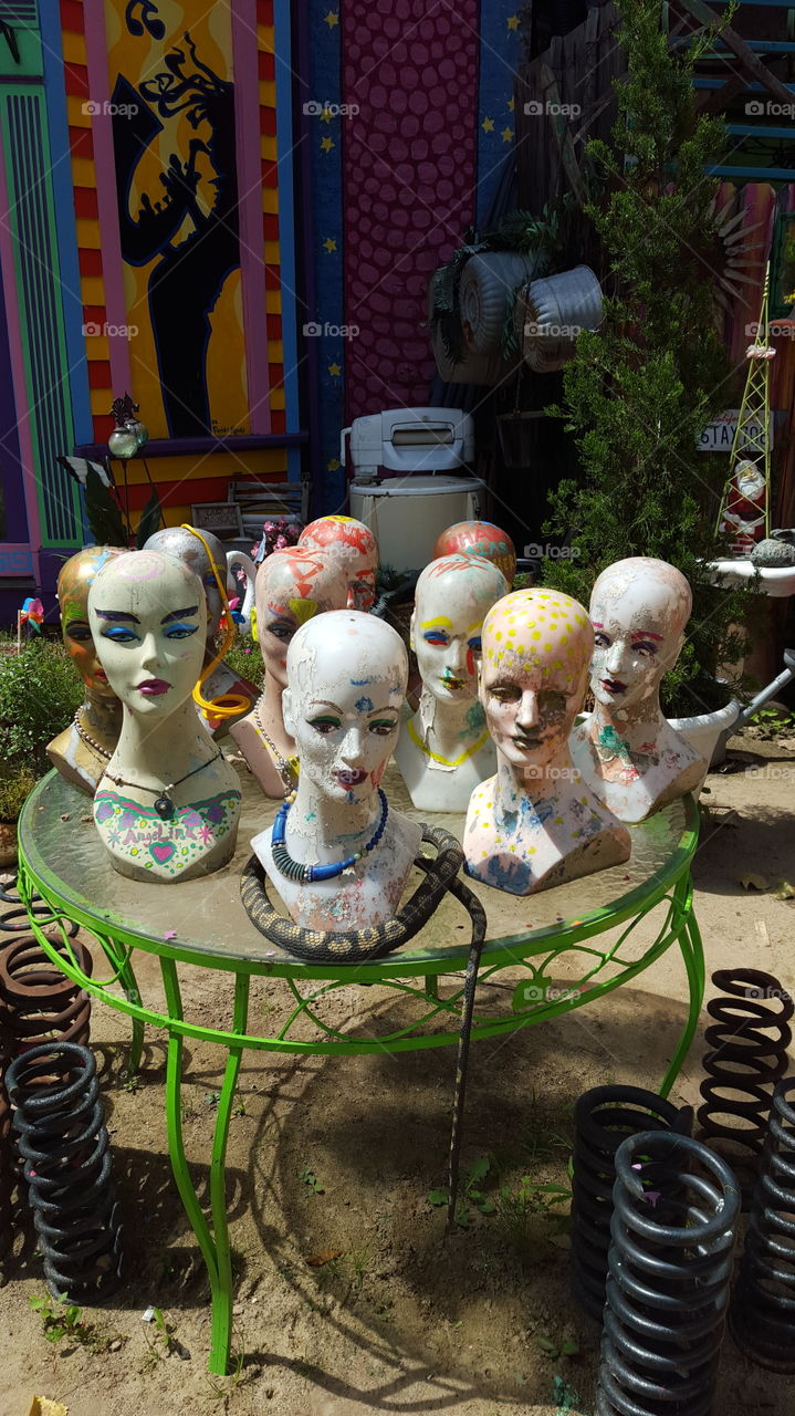 mannequin heads staring at you