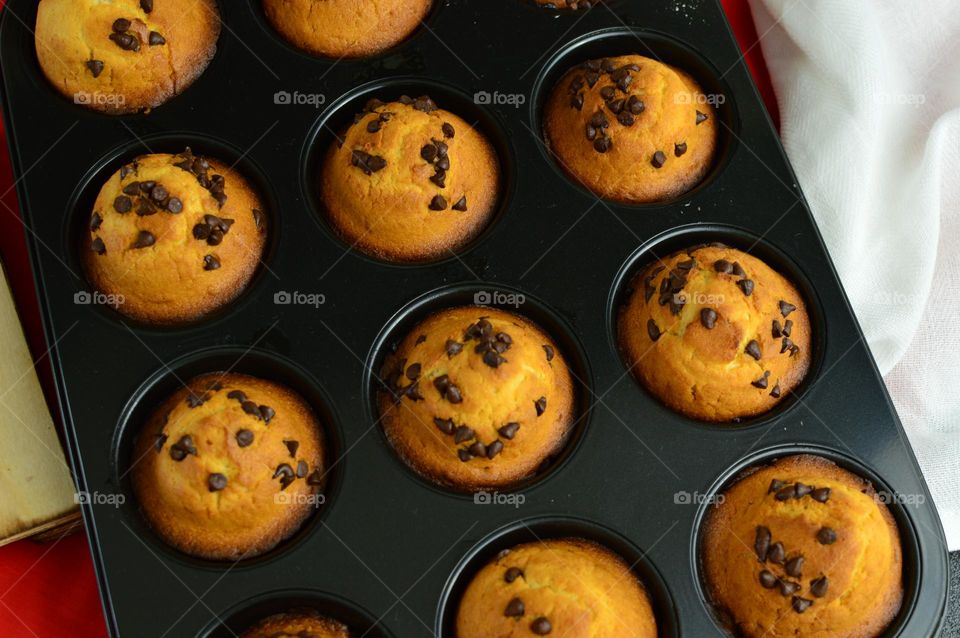 freshly baked homemade chocolate muffins