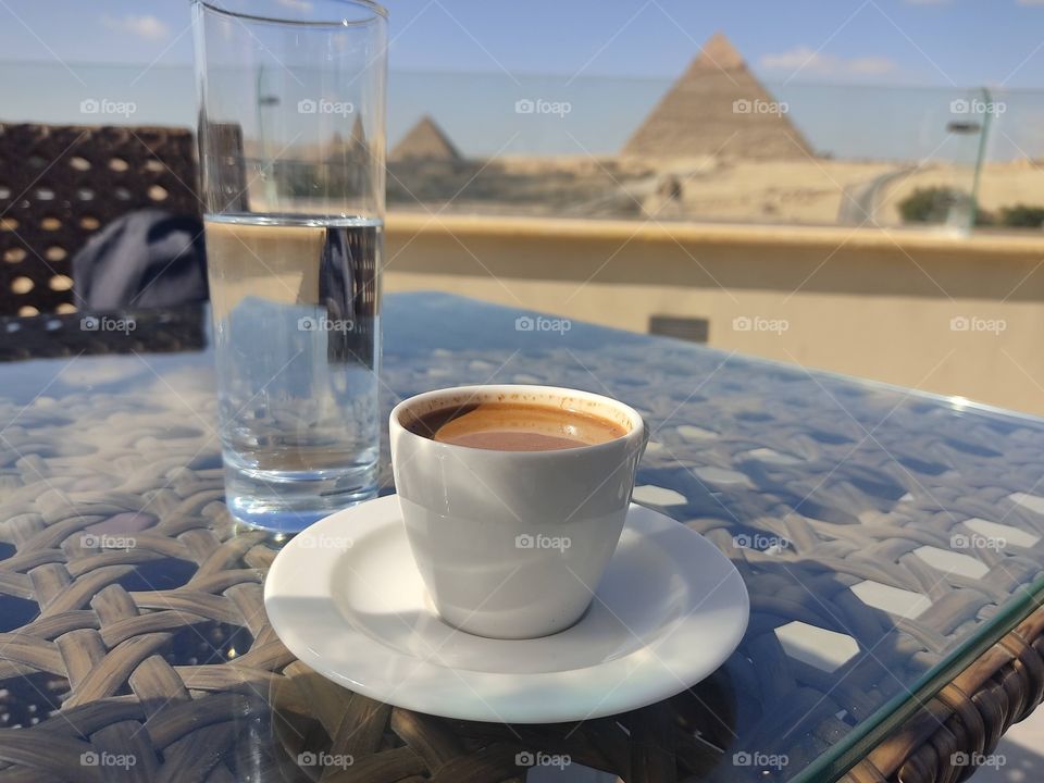 a great day in Great Giza Pyramids morning drinks coffee & and Egyptian tea with mint 
this is Egyp ..