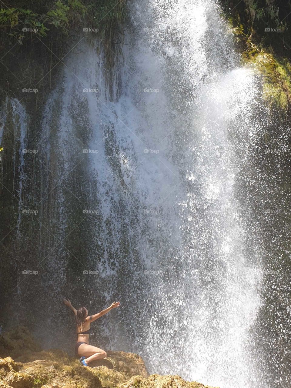 Waterfall#nature#greengrass#splash#human#rocks#adventure