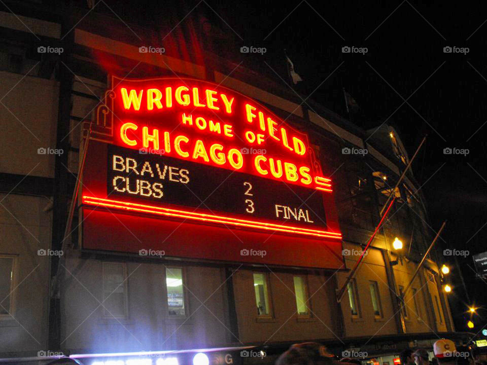 Wrigley Field. sign at entrance to Wrigley Field
