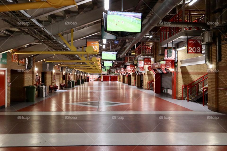 Corridor inside football stadium 