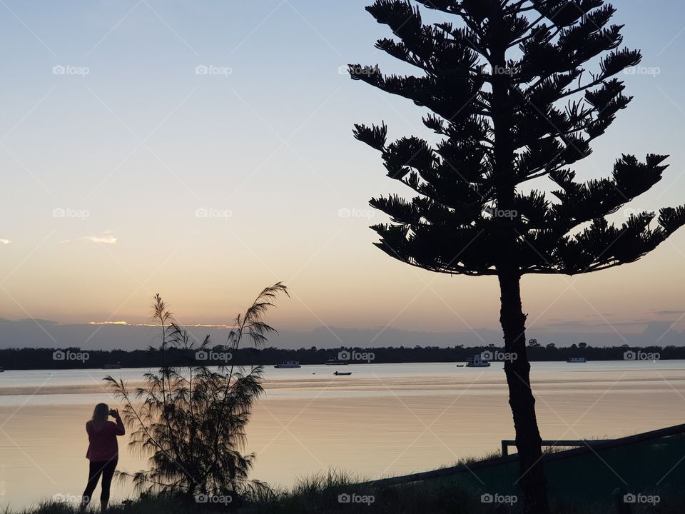 View toward stradbroke island on a cloudy Sunrise