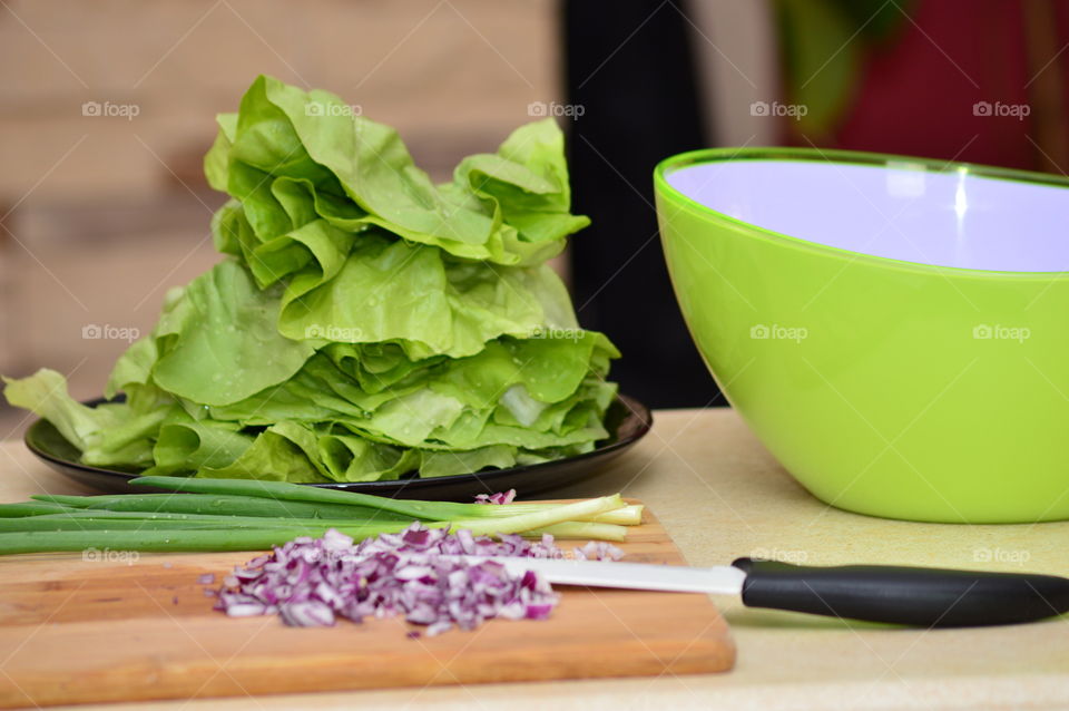 Preparing salad