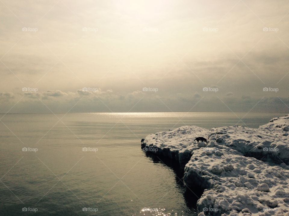 Cold winter mornings with ice over the lake. 