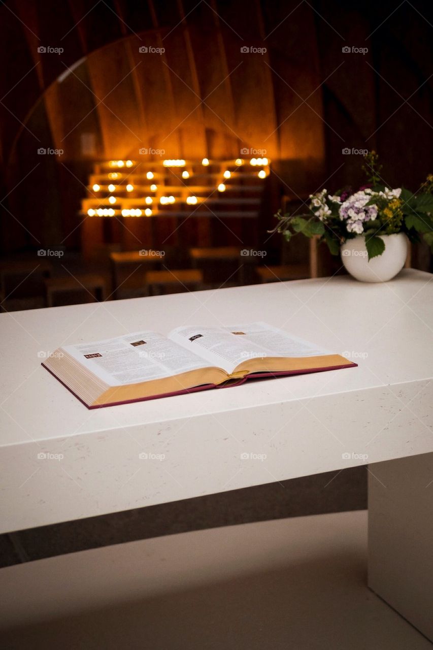 Open bible in church