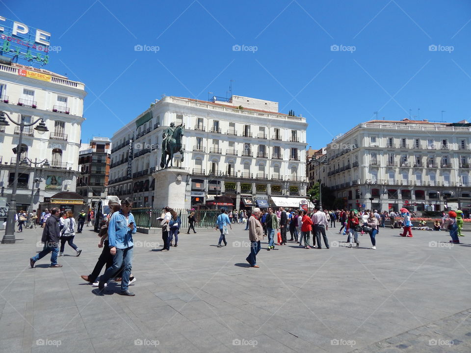 Plaza mayor in the middle of Madrid, Spain