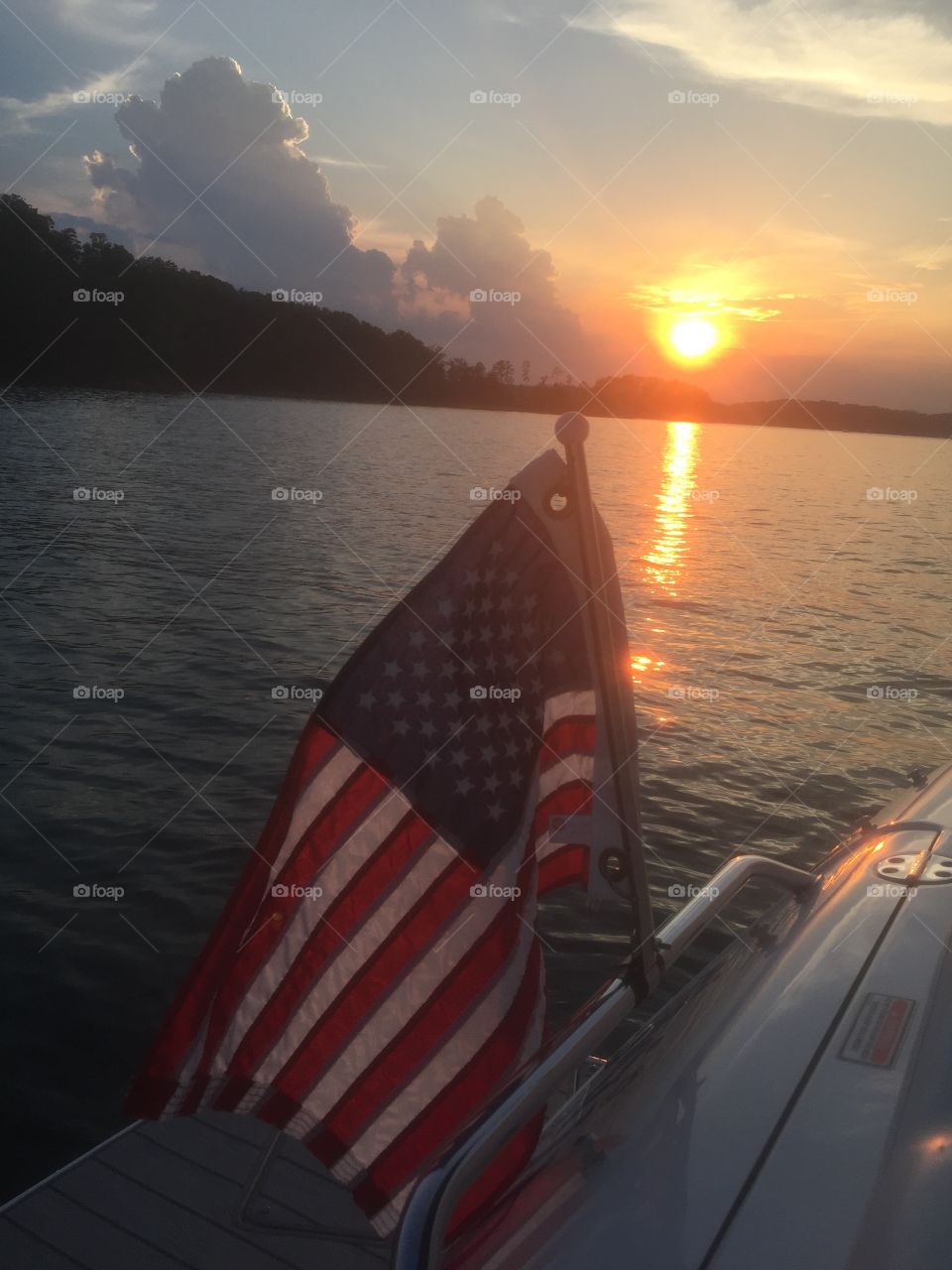 Old glory at sunset