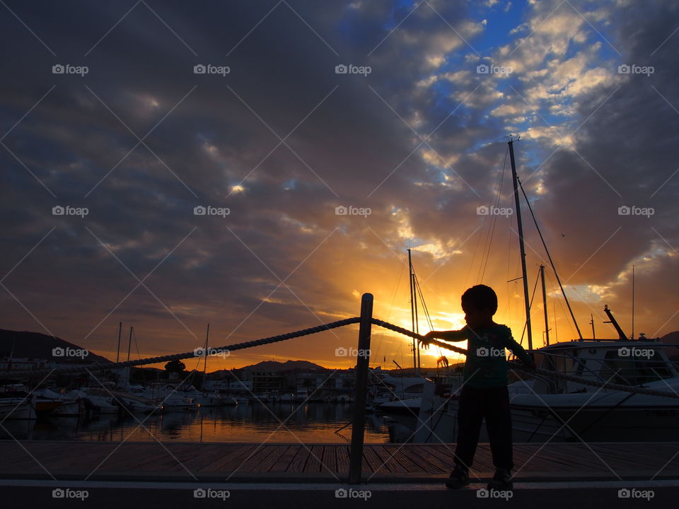 Sunset at the port of llança Catalonia